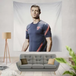 Cristiano Ronaldo Motivational Football Player Tapestry