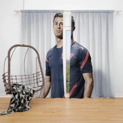 Cristiano Ronaldo Motivational Football Player Window Curtain
