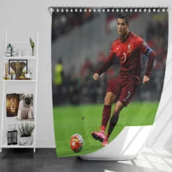 Cristiano Ronaldo Portugal Footballer Shower Curtain