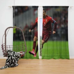 Cristiano Ronaldo Portugal Footballer Window Curtain