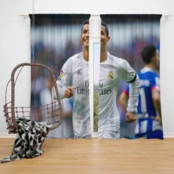 Cristiano Ronaldo Real Madrid sports Player Window Curtain