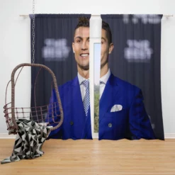 Cristiano Ronaldo dos Santos Aveiro Soccer Player Window Curtain