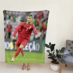 Cristiano Ronaldo energetic Football Player Fleece Blanket
