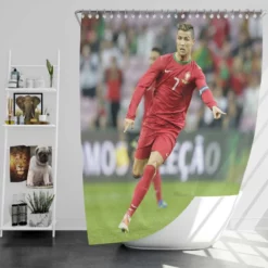 Cristiano Ronaldo energetic Football Player Shower Curtain
