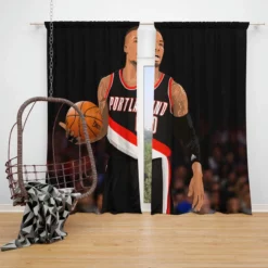 Damian Lillard Top Ranked NBA Basketball Player Window Curtain