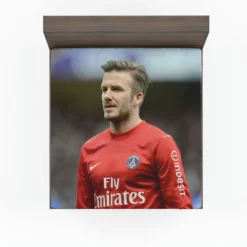 David Beckham Active Player in Red Jersey Fitted Sheet