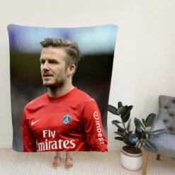 David Beckham Active Player in Red Jersey Fleece Blanket