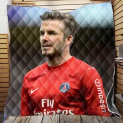 David Beckham Active Player in Red Jersey Quilt Blanket