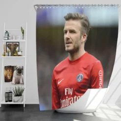 David Beckham Active Player in Red Jersey Shower Curtain