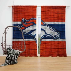 Denver Broncos NFL Wood Design Logo Window Curtain