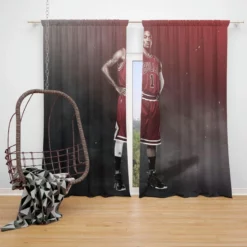 Derrick Rose Chicago Bulls NBA Basketball Player Window Curtain