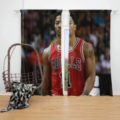 Derrick Rose Top Ranked NBA Basketball Player Window Curtain