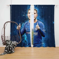 Eden Hazard Chelsea Midfield Football Player Window Curtain