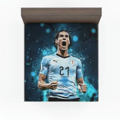 Edinson Cavani Uruguayan Energetic Football Player Fitted Sheet
