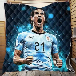 Edinson Cavani Uruguayan Energetic Football Player Quilt Blanket