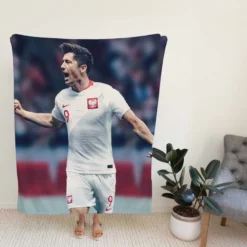 Encouraging Football Player Robert Lewandowski Fleece Blanket