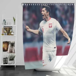 Encouraging Football Player Robert Lewandowski Shower Curtain