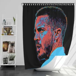 Energetic Football Player Eden Hazard Shower Curtain