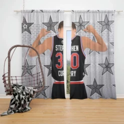 Energetic NBA Stephen Curry Window Curtain