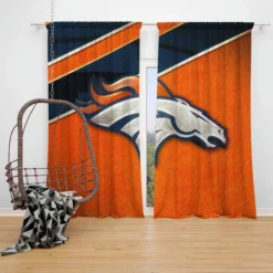 Energetic NFL Football Denver Broncos Team Window Curtain