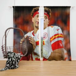 Energetic NFL Football Player Patrick Mahomed Window Curtain