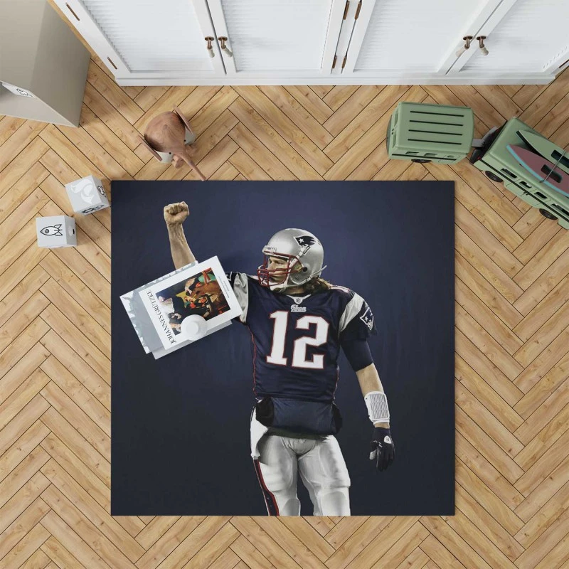 Energetic NFL Player Tom Brady Rug