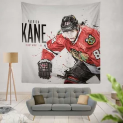 Energetic NHL Hockey Player Patrick Kane Tapestry