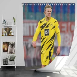 Erling Haaland Energetic Dortmund BVB Club Player Shower Curtain