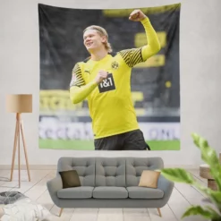 Erling Haaland Powerfull Dortmund BVB Club Player Tapestry