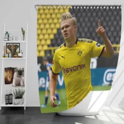 Erling Haaland Strong Dortmund BVB Club Player Shower Curtain
