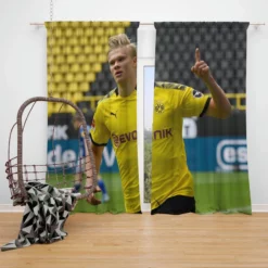 Erling Haaland Strong Dortmund BVB Club Player Window Curtain