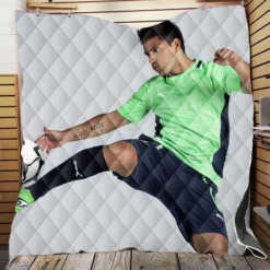 Euphoric Footballer Sergio Aguero Quilt Blanket