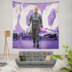 Excellent Formula 1 Racer Lewis Hamilton Tapestry