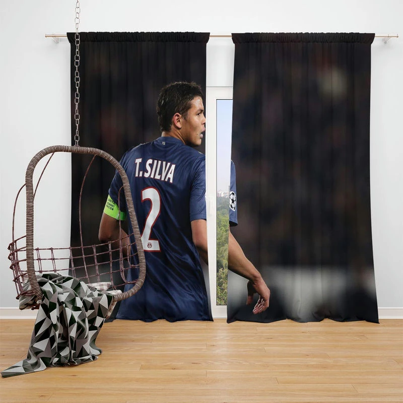 Excellent PSG Soccer Player Thiago Silva Window Curtain