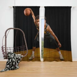 Exciting Basketball Player Trae Young Window Curtain
