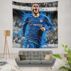 Exciting Chelsea Football Player Eden Hazard Tapestry