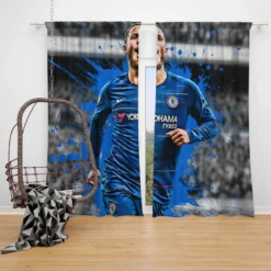 Exciting Chelsea Football Player Eden Hazard Window Curtain
