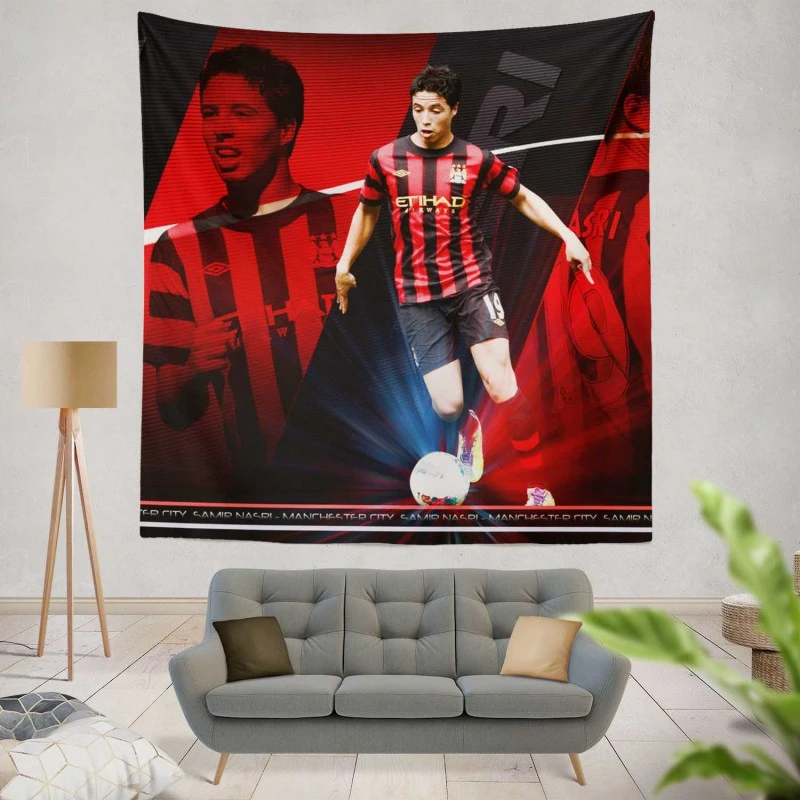 Exciting Midfield Soccer Player Samir Nasri Tapestry