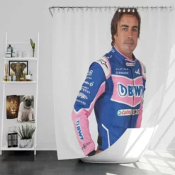 Fernando Alonso Professional Spanish Formula 1 Player Shower Curtain