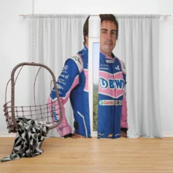Fernando Alonso Professional Spanish Formula 1 Player Window Curtain