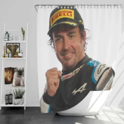 Fernando Alonso Spanish Formula 1 Player Shower Curtain