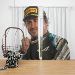 Fernando Alonso Spanish Formula 1 Player Window Curtain
