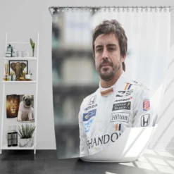 Fernando Alonso Strong Spanish Formula 1 Player Shower Curtain