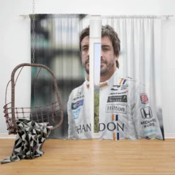 Fernando Alonso Strong Spanish Formula 1 Player Window Curtain