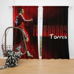 Fernando Torres Professional Soccer Player Window Curtain