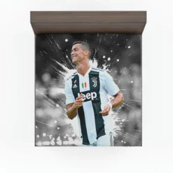 Focused Juve Football Player Cristiano Ronaldo Fitted Sheet