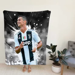 Focused Juve Football Player Cristiano Ronaldo Fleece Blanket