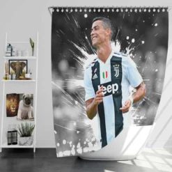 Focused Juve Football Player Cristiano Ronaldo Shower Curtain