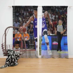 Giannis Antetokounmpo Basketball Player Window Curtain