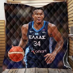 Giannis Antetokounmpo Powerful NBA Basketball Player Quilt Blanket